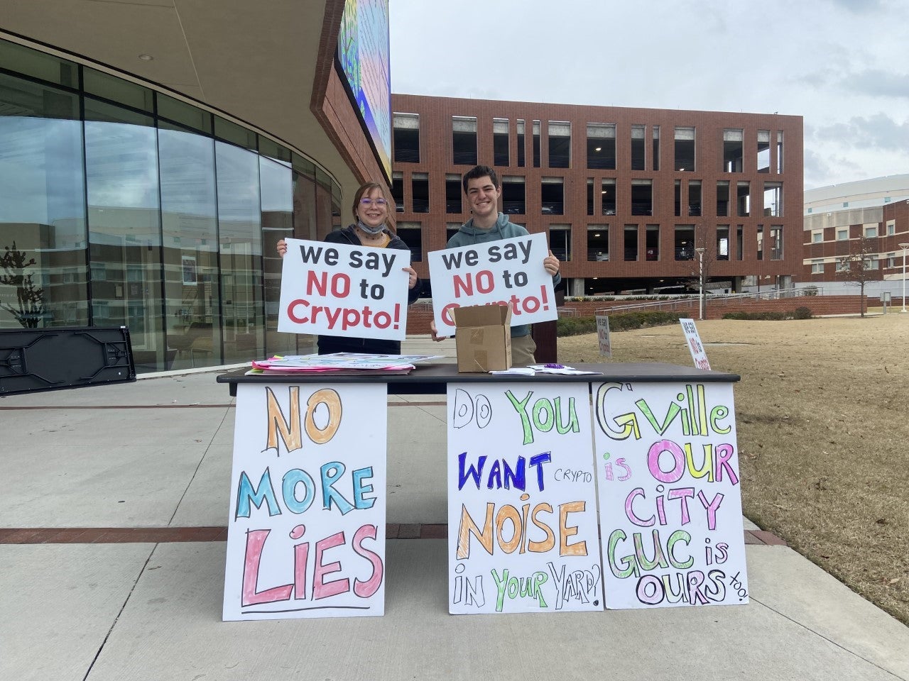 Protest signs at ECU