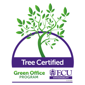 Logo with a tree and the text "Tree Certified Green Office Program" with the ECU Sustainability logo