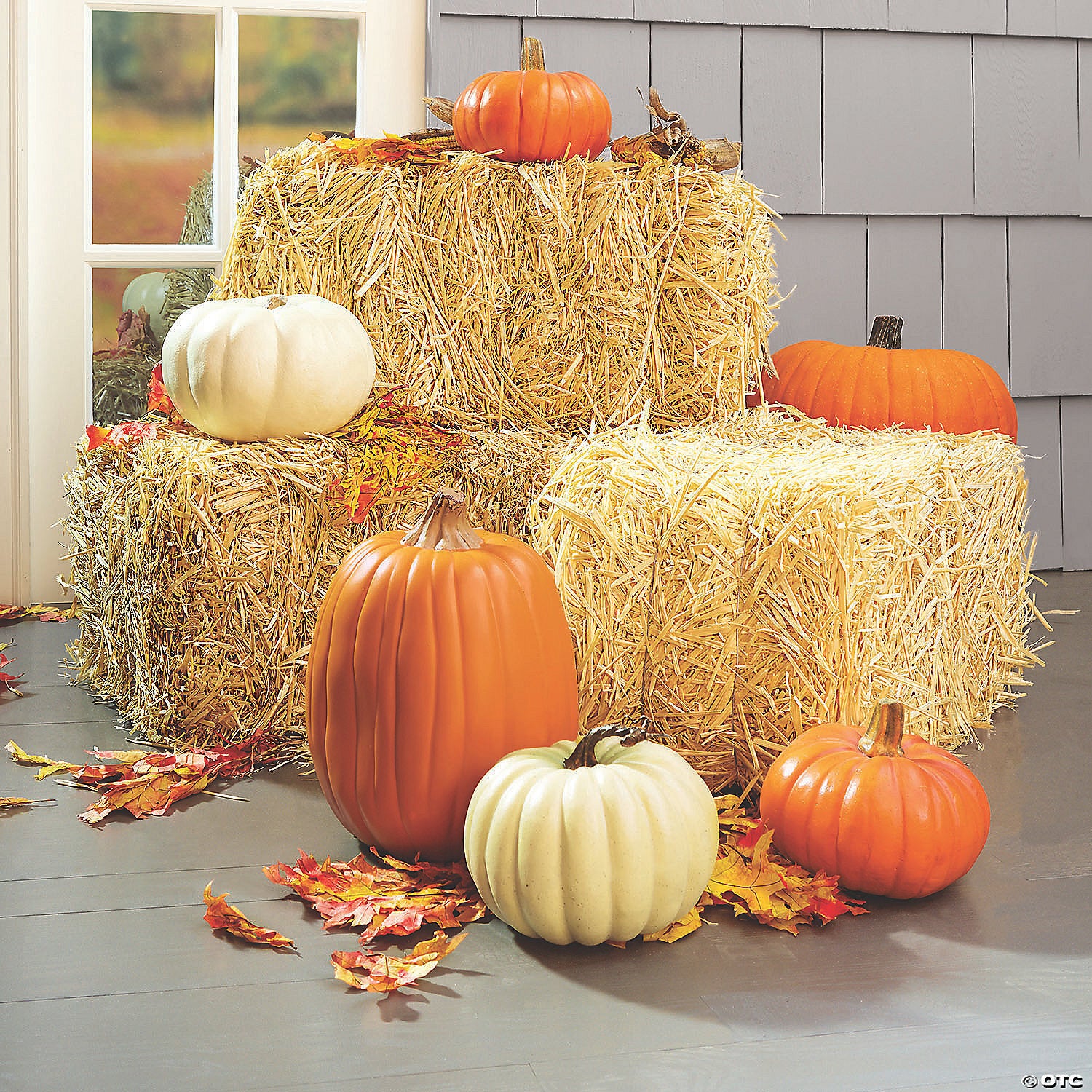 Pumpkins on hay bales