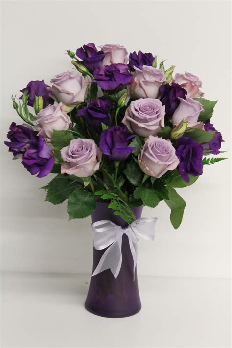 A bouquet of purple roses